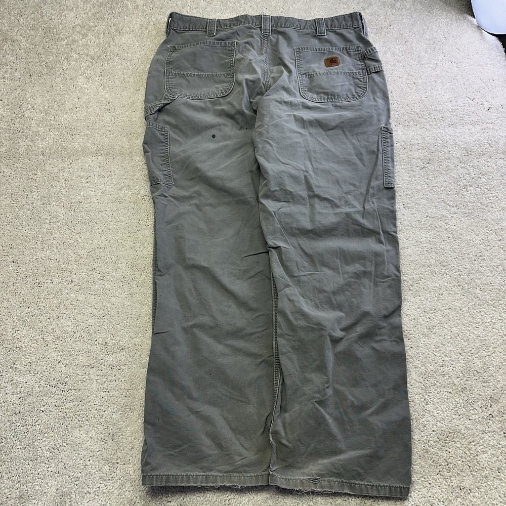 Carhartt Canvas Work Cargo Pants Mens Grey 40x30 B151-FAT Utility - Picture 2 of 12